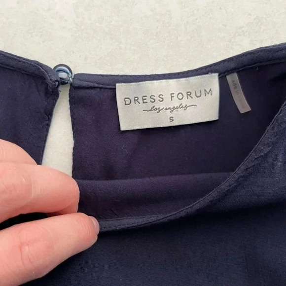 Dress Forum/ Navy blue midi dress/ Balloon sleeves/ Drop waist/Tiered/ Size US S - Picture 10 of 16